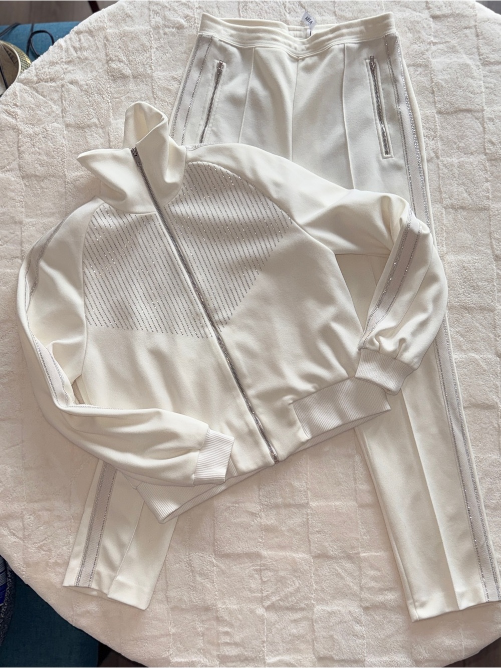 AREA - Matching Set - Pleated Rhinstone pants w/ matching jacket-